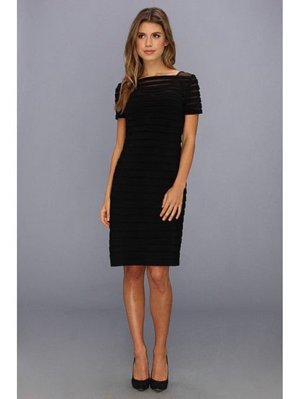 Adrianna Papell Black Layered Sheath Dress